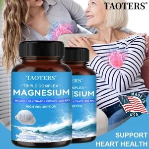 Magnesium 300 mg supplement for nerves, gut, heart relaxation, sleep, bone health, immune system boost